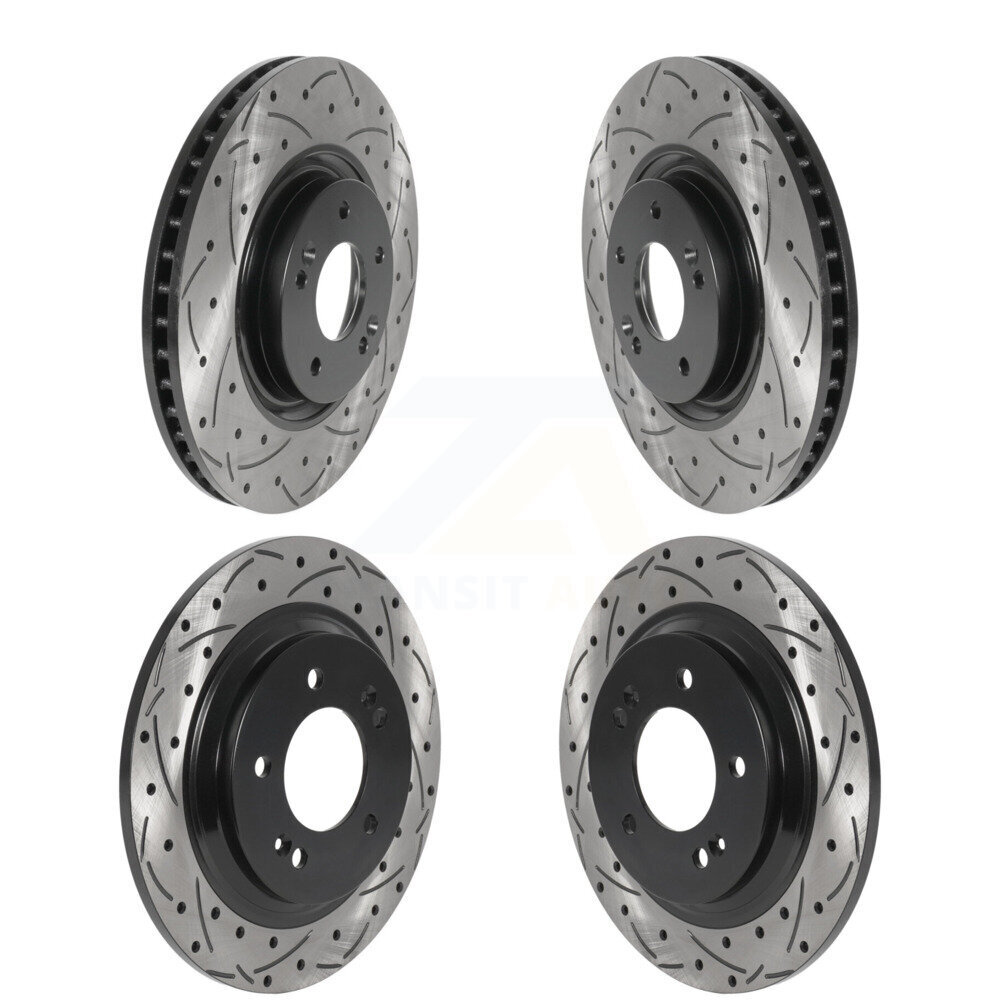 Front Rear Drilled Slot Disc Brake Rotors Kit For Kia Optima Hyundai Sonata Cadenza Azera KD-100501