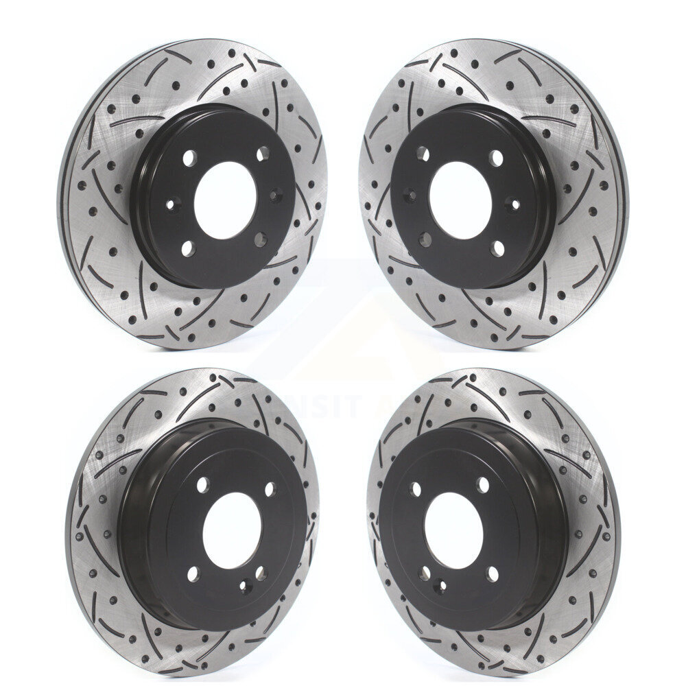 Front Rear Coated Drilled Slotted Disc Brake Rotors Kit For Hyundai Accent Kia Rio KD-100506
