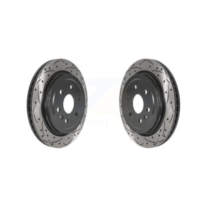 Rear Coated Drilled Slotted Disc Brake Rotors Pair For Cadillac SRX Saab 9-4X KD-100516
