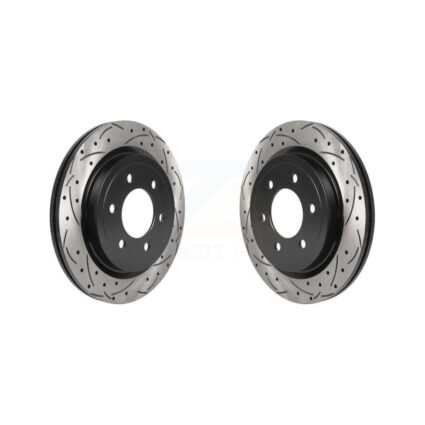 Rear Coated Drilled Slot Disc Brake Rotor Pair For Ford F-150 Expedition Lincoln Navigator KD-100522