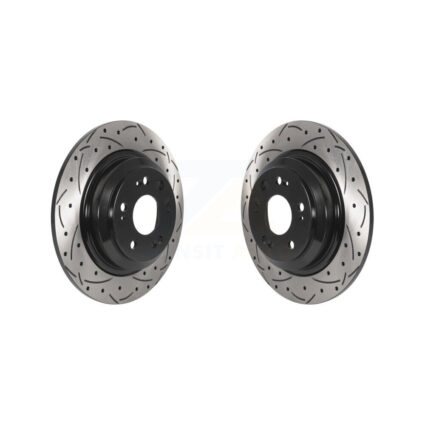 Rear Coated Drilled Slotted Disc Brake Rotors Pair For 2009-2014 Acura TL KD-100537