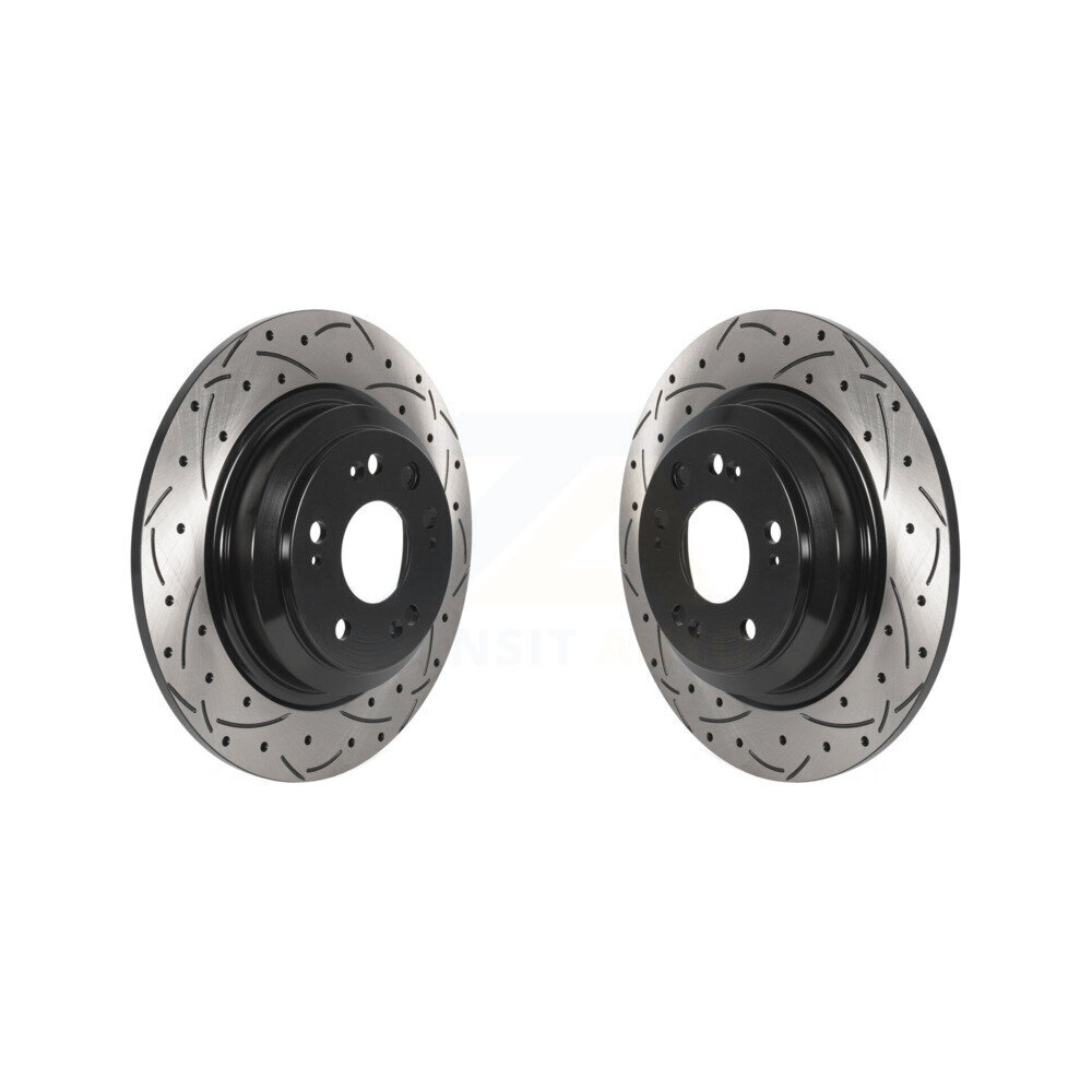 Rear Coated Drilled Slotted Disc Brake Rotors Pair For 2009-2014 Acura TL KD-100537