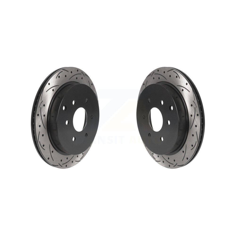 Rear Coated Drilled Slotted Disc Brake Rotors Pair For INFINITI QX80 Nissan Armada QX56 KD-100539