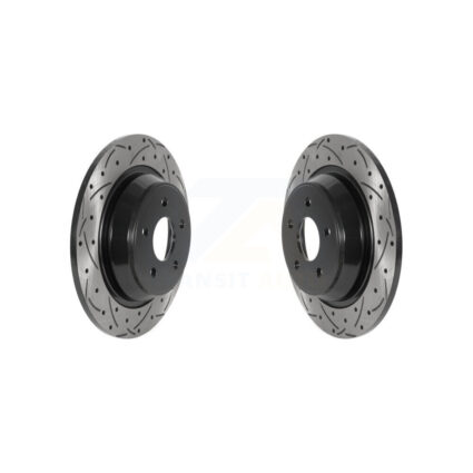Rear Coated Drilled Slotted Disc Brake Rotors Pair For 2012-2015 Land Rover Range Evoque KD-100541