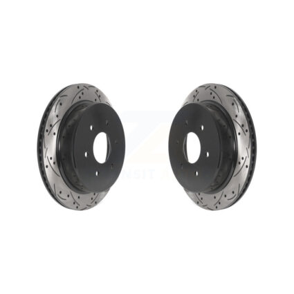 Rear Coated Drilled Slotted Disc Brake Rotors Pair For 2017-2023 Nissan TITAN KD-100552