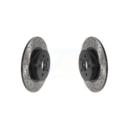 Rear Coated Drilled Slotted Disc Brake Rotors Pair For 2016-2019 Land Rover Range Evoque KD-100555