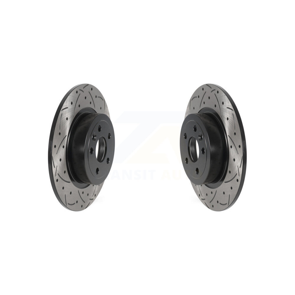 Rear Coated Drilled Slotted Disc Brake Rotors Pair For 2016-2019 Land Rover Range Evoque KD-100555