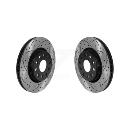 Front Coated Drilled Slotted Disc Brake Rotors Pair For Jeep Wrangler Gladiator KD-100582