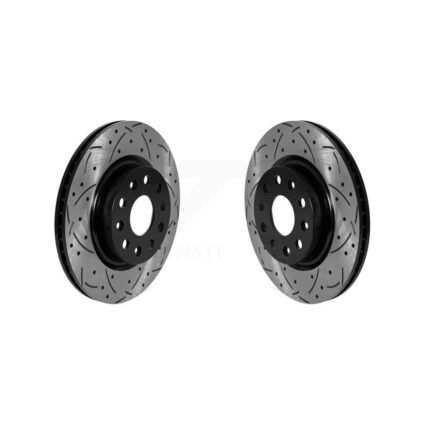 Front Coated Drilled Slotted Disc Brake Rotors Pair For Jeep Wrangler KD-100583