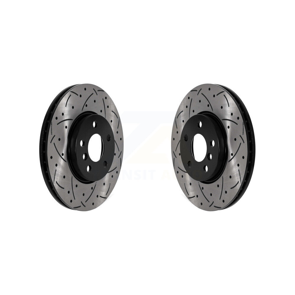 Front Coated Drilled Slotted Disc Brake Rotors Pair For Mini Cooper Countryman Clubman KD-100586