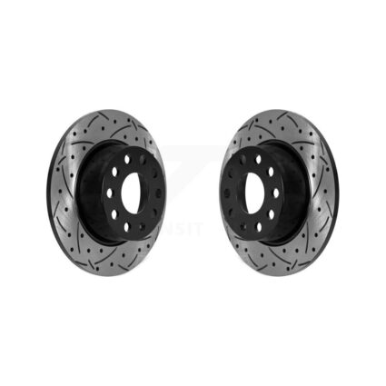 Rear Coated Drilled Slotted Disc Brake Rotors Pair For Volkswagen Jetta Taos KD-100587