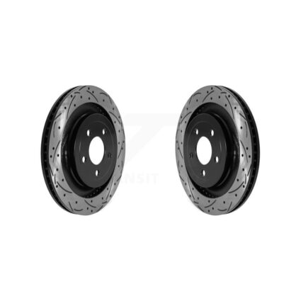 Rear Coated Drilled Slotted Disc Brake Rotors Pair For Ford Mustang KD-100588