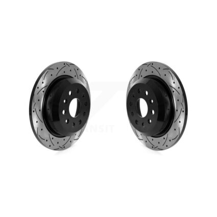 Rear Coated Drilled Slotted Disc Brake Rotors Pair For Jeep Wrangler KD-100591