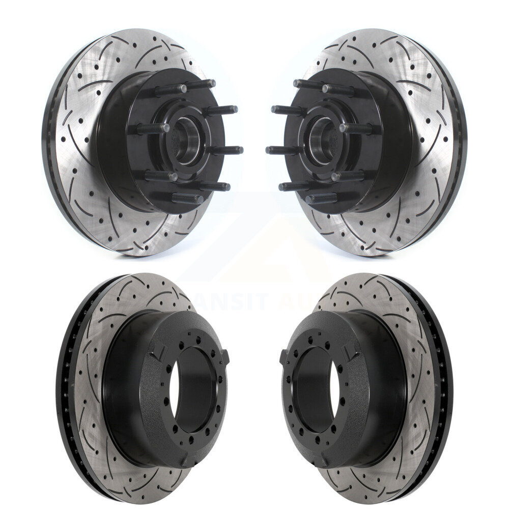 Front Rear Drilled Slot Brake Rotors Kit For Ford F-350 Super Duty With Single Wheels KD-100615