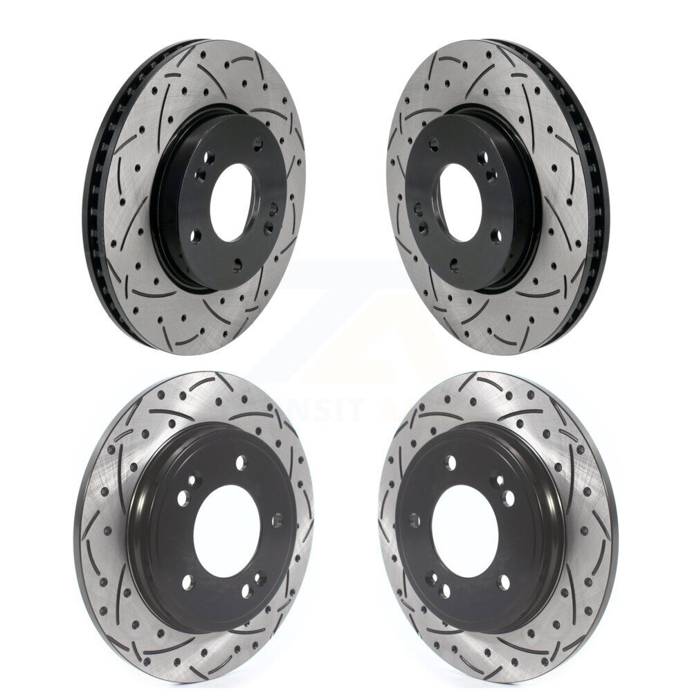 Front Rear Coated Drilled Slotted Disc Brake Rotors Kit For Hyundai Elantra KD-100618