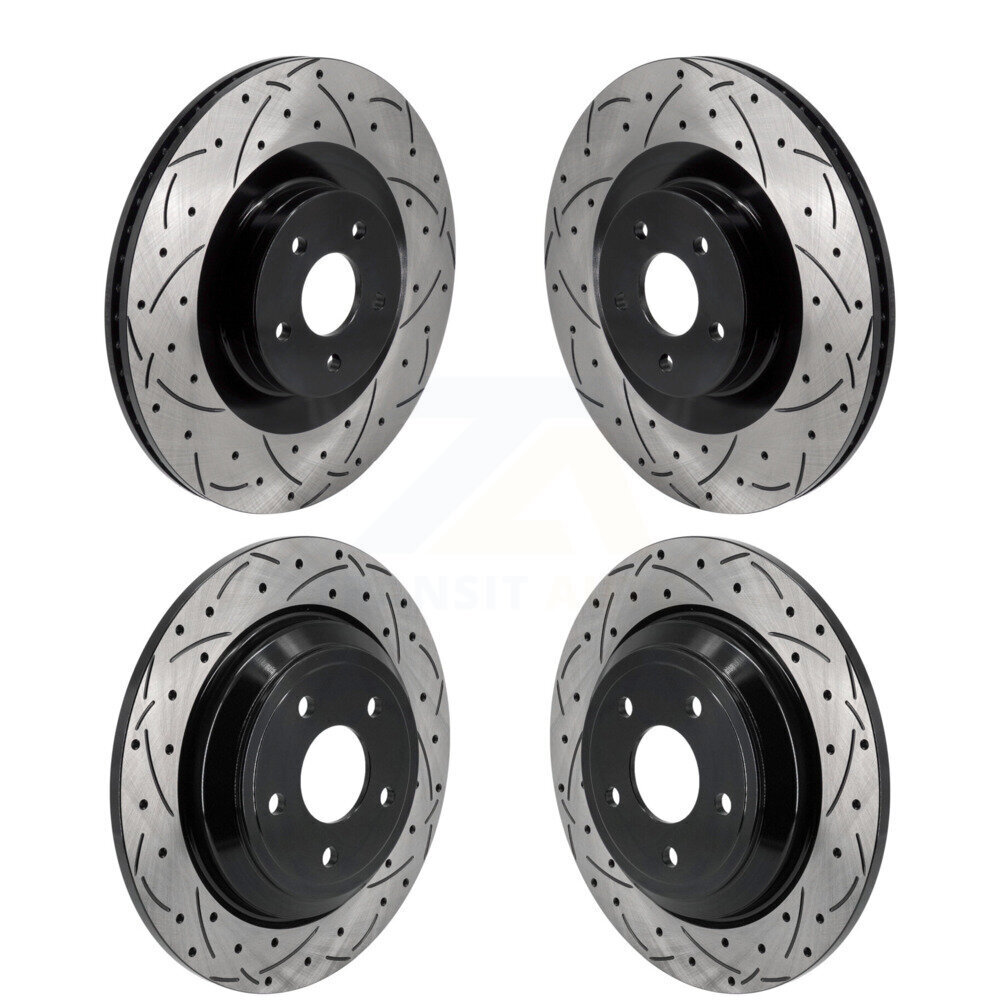 Front Rear Coated Drilled Slotted Disc Brake Rotors Kit For 2016-2018 Ford Focus RS KD-100620