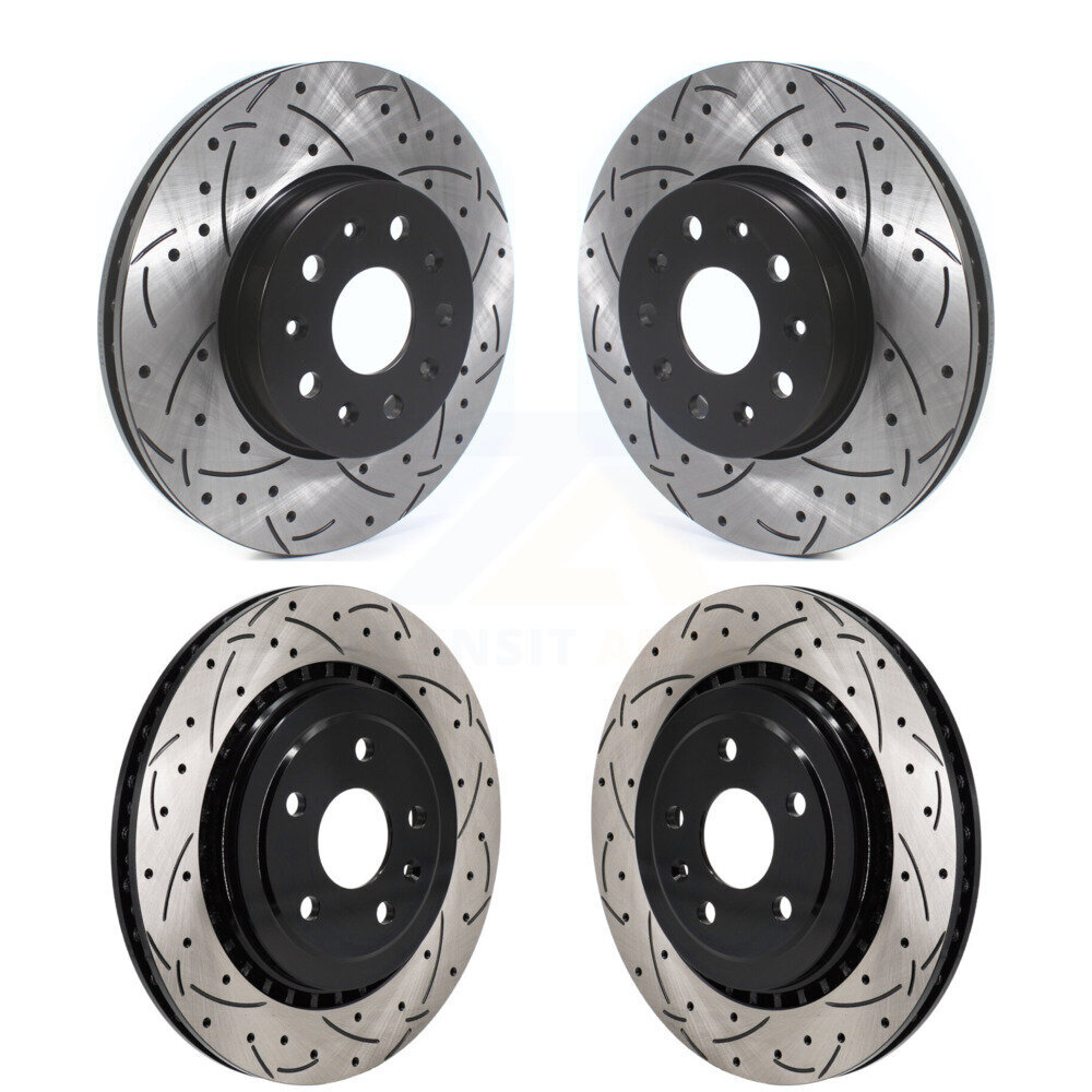 Front Rear Coated Drilled Slot Disc Brake Rotor Kit For 2016 Chevrolet Camaro SS with 3.6L KD-100625