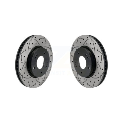 Front Coated Drilled Slotted Disc Brake Rotors Pair For Hyundai Elantra KD-100626