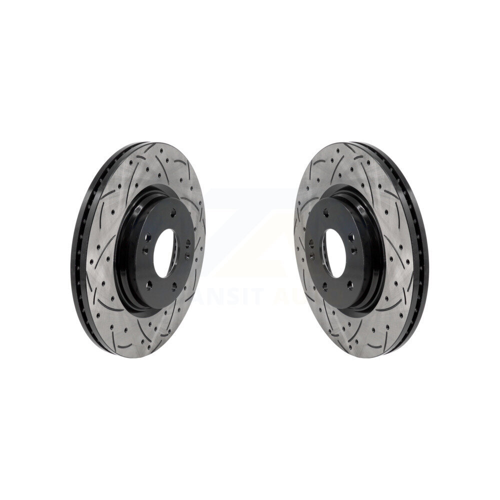 Front Coated Drilled Slotted Disc Brake Rotors Pair For Hyundai Elantra Sonata Kia K5 KD-100627