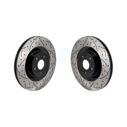 Front Coated Drilled Slotted Disc Brake Rotors Pair For 2016-2018 Ford Focus RS KD-100628