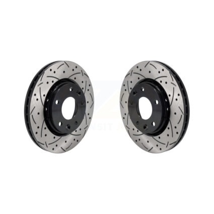 Front Coated Drilled Slotted Disc Brake Rotors Pair For Nissan Kicks Sentra KD-100631