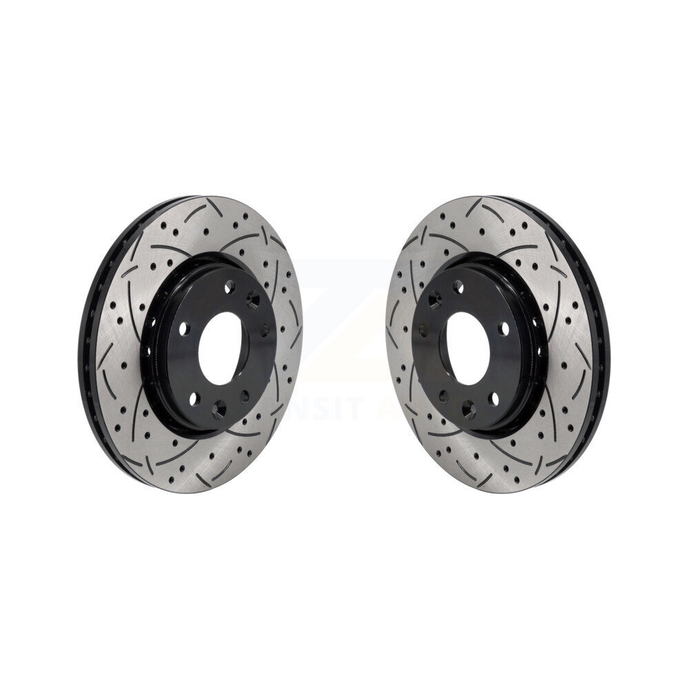 Front Coated Drilled Slotted Disc Brake Rotors Pair For Nissan Kicks Sentra KD-100631