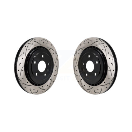 Rear Coated Drilled Slotted Disc Brake Rotors Pair For Chevrolet Camaro Cadillac ATS KD-100632