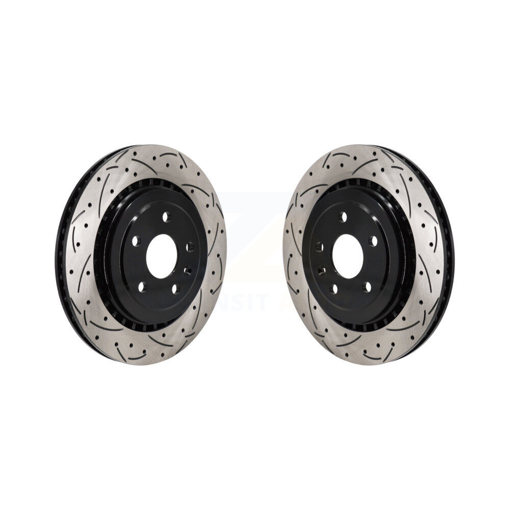 Rear Coated Drilled Slotted Disc Brake Rotors Pair For Chevrolet Camaro Cadillac ATS KD-100632