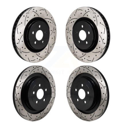 Front Rear Drill Slot Brake Rotor Kit For Ford Edge ST with 2.7L With Red Painted Calipers KD-100644