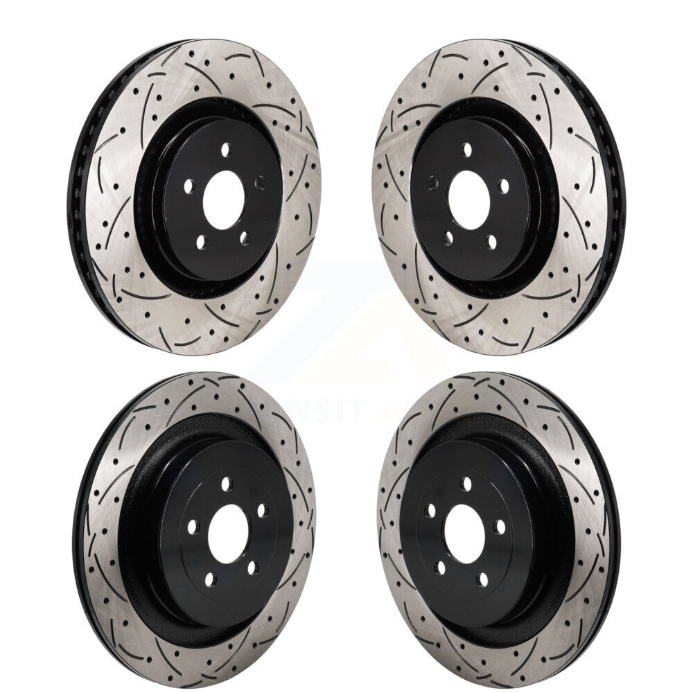 Front Rear Drill Slot Brake Rotor Kit For Ford Edge ST with 2.7L With Red Painted Calipers KD-100644