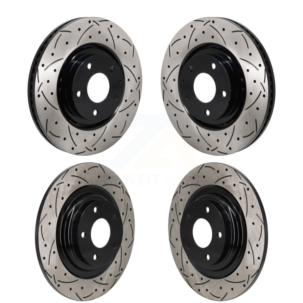 Front Rear Coated Drilled Slotted Disc Brake Rotors Kit For 2016-2023 Mazda CX-9 KD-100648