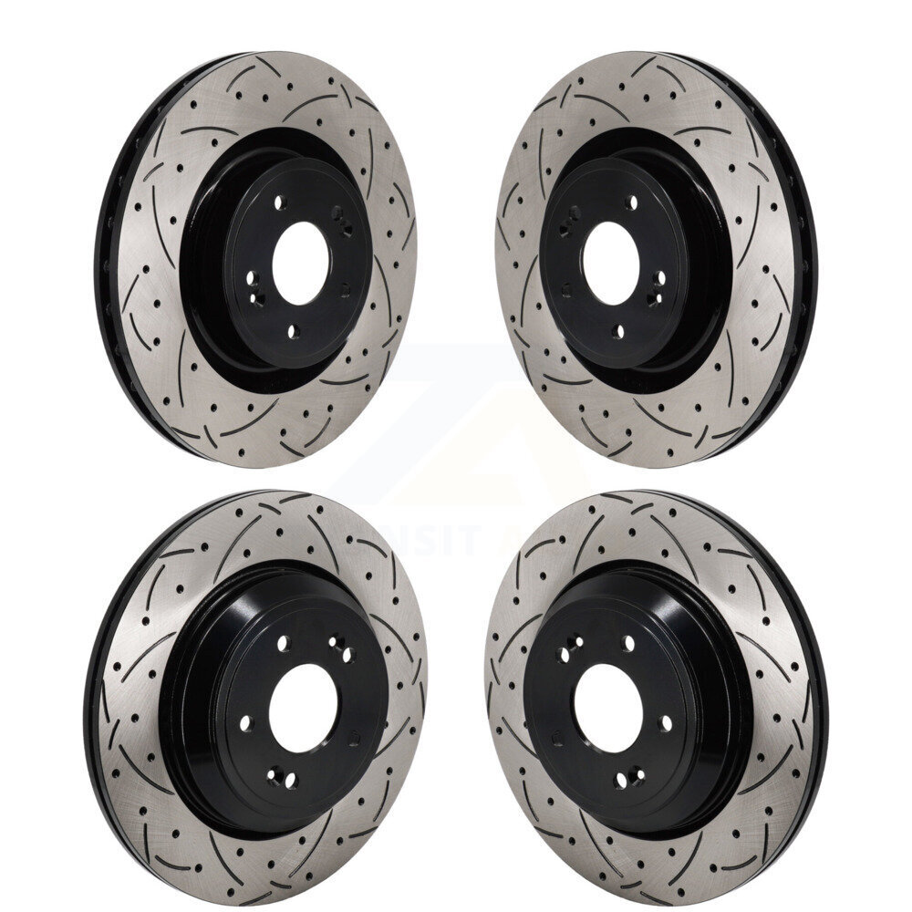 Front Rear Drill Slot Brake Rotors Kit For Genesis G70 3.3L With 330mm Diameter Rotor KD-100653