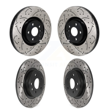 Front Rear Drilled Slot Brake Rotors Kit For Jaguar E-Pace With 349mm Diameter Rotor KD-100659
