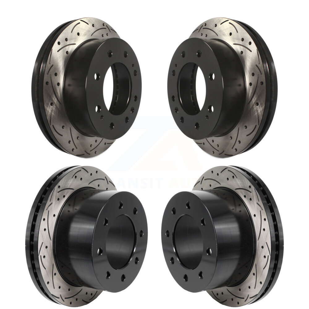 Front Rear Drill Slot Brake Rotor Kit For 2011-2019 GMC Sierra 3500 HD Chevrolet Silverado KD-100665