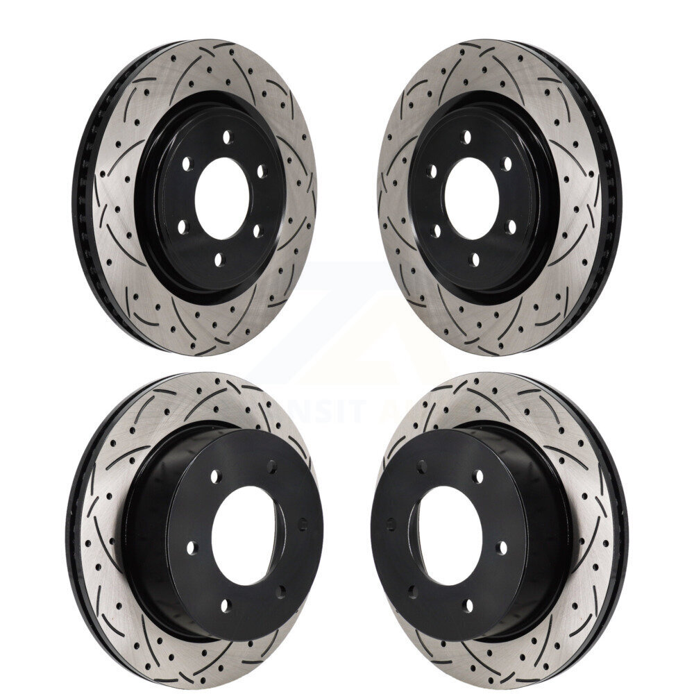 Front Rear Coated Drilled Slotted Disc Brake Rotors Kit For 2022-2024 Ford Bronco 3.0L KD-100668