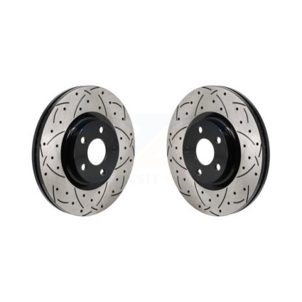 Front Coated Drilled Slotted Disc Brake Rotors Pair For 2017-2020 Lincoln MKZ 2.0L KD-100687