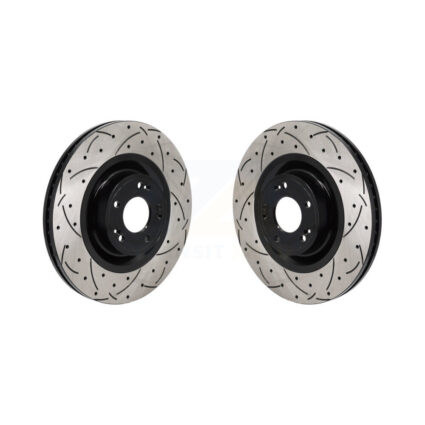 Front Coated Drilled Slotted Disc Brake Rotors Pair For Hyundai Genesis Equus G80 Kia K900 KD-100688