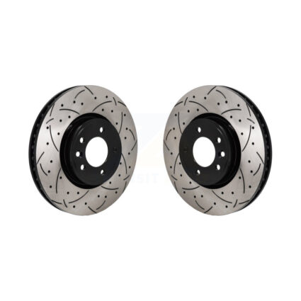 Front Coated Drilled Slotted Disc Brake Rotors Pair For Land Rover Range Sport Discovery KD-100690