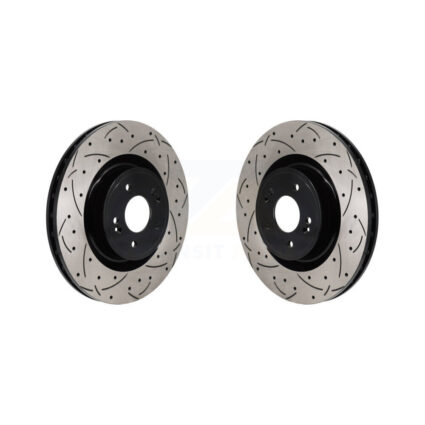 Front Coated Drilled Slotted Disc Brake Rotors Pair For Genesis G70 Kia Stinger KD-100691