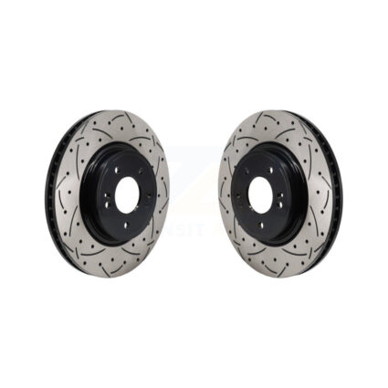 Front Coated Drilled Slotted Disc Brake Rotors Pair For Genesis G70 Kia Stinger KD-100692