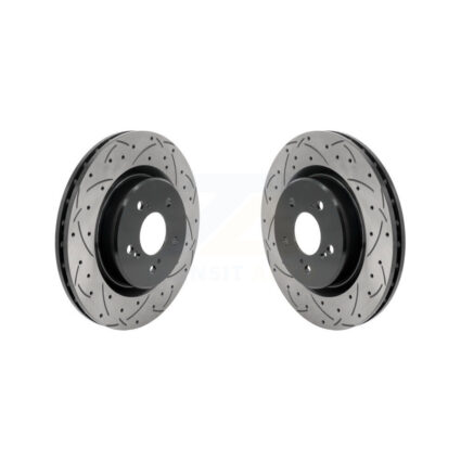 Front Coated Drilled Slotted Disc Brake Rotors Pair For 2021-2023 Acura TLX 2.0L KD-100695