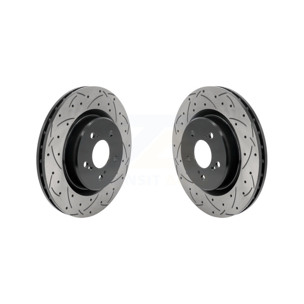 Front Coated Drilled Slotted Disc Brake Rotors Pair For 2021-2023 Acura TLX 2.0L KD-100695