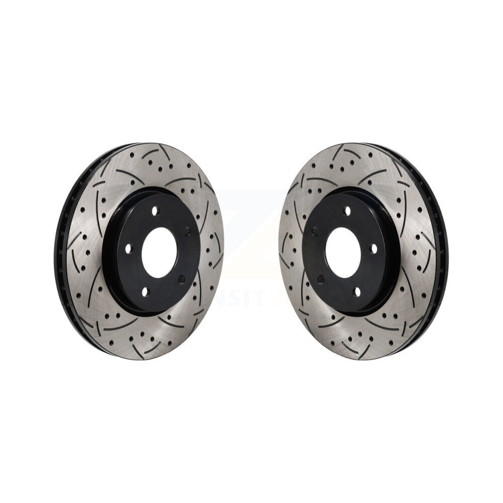 Front Coated Drilled Slotted Disc Brake Rotors Pair For Nissan Rogue KD-100696