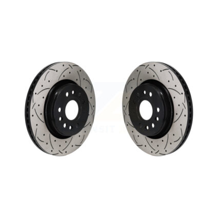 Front Coated Drilled Slotted Disc Brake Rotors Pair For Ram 1500 Jeep Wagoneer Grand L KD-100698