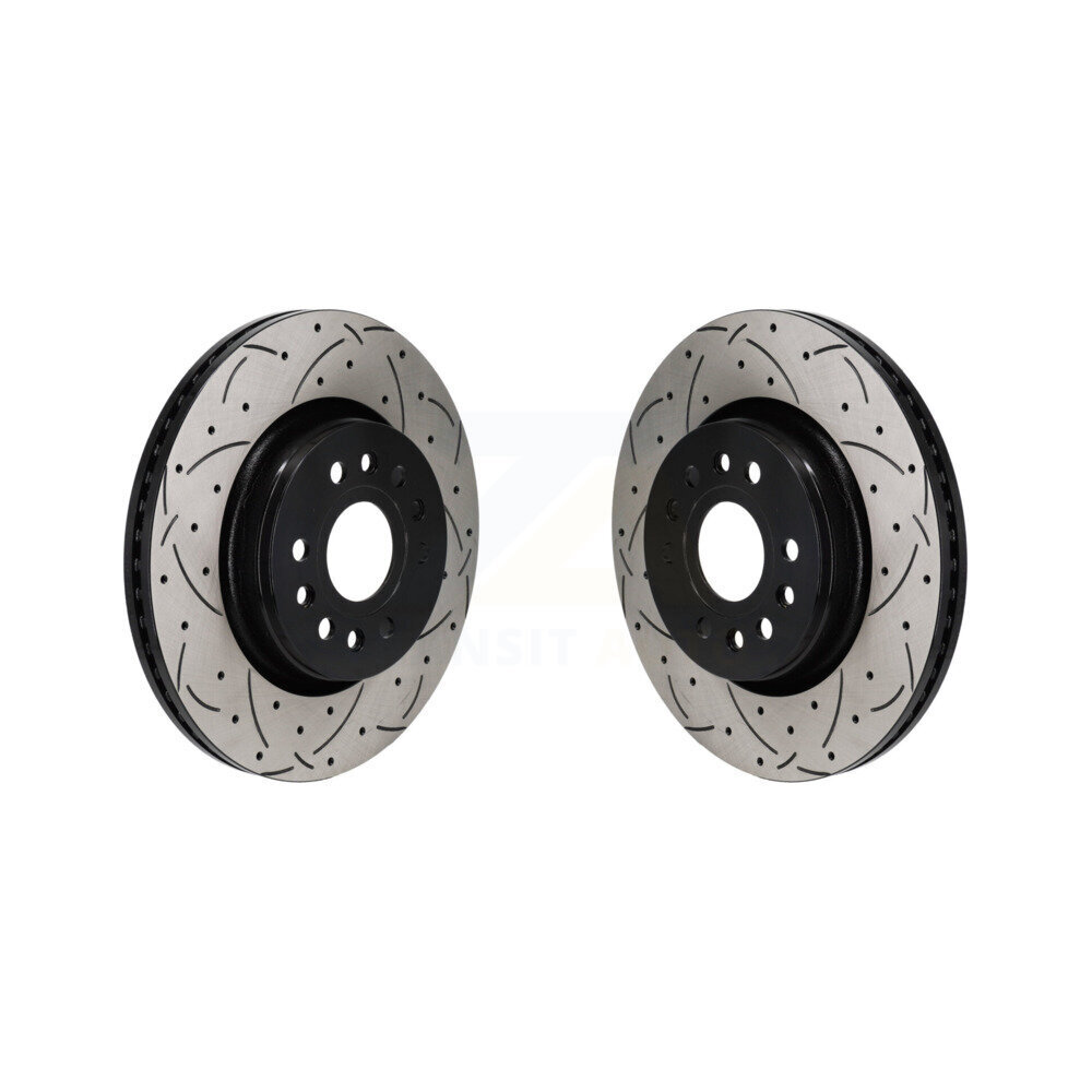 Front Coated Drilled Slotted Disc Brake Rotors Pair For Ram 1500 Jeep Wagoneer Grand L KD-100698