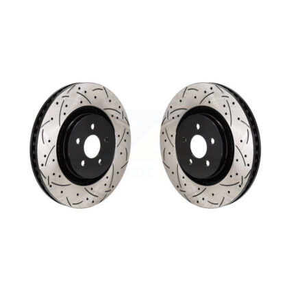 Front Drilled Slot Brake Rotor Pair For 2019-2024 Ford Edge 2.7L With Red Painted Calipers KD-100700