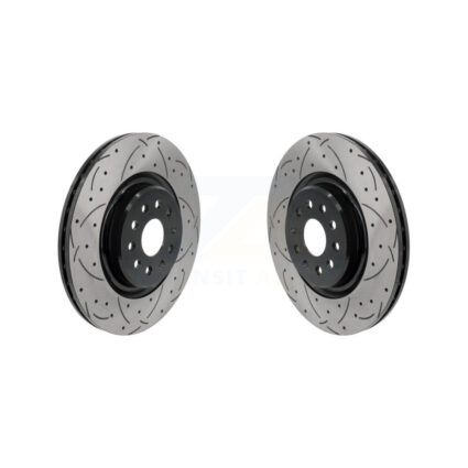 Front Coated Drilled Slotted Disc Brake Rotors Pair For 2022-2023 Jeep Grand Cherokee L KD-100704