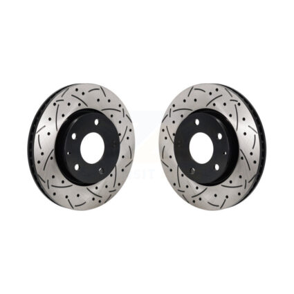 Front Coated Drilled Slotted Disc Brake Rotors Pair For Mazda 3 Sport FWD KD-100705