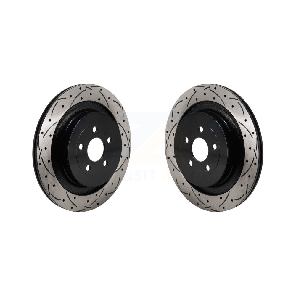 Rear Coated Drilled Slotted Disc Brake Rotors Pair For Ford Edge Lincoln Nautilus KD-100715
