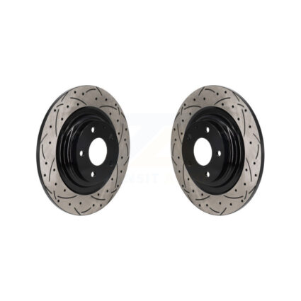 Rear Coated Drilled Slotted Disc Brake Rotors Pair For 2016-2023 Mazda CX-9 KD-100717